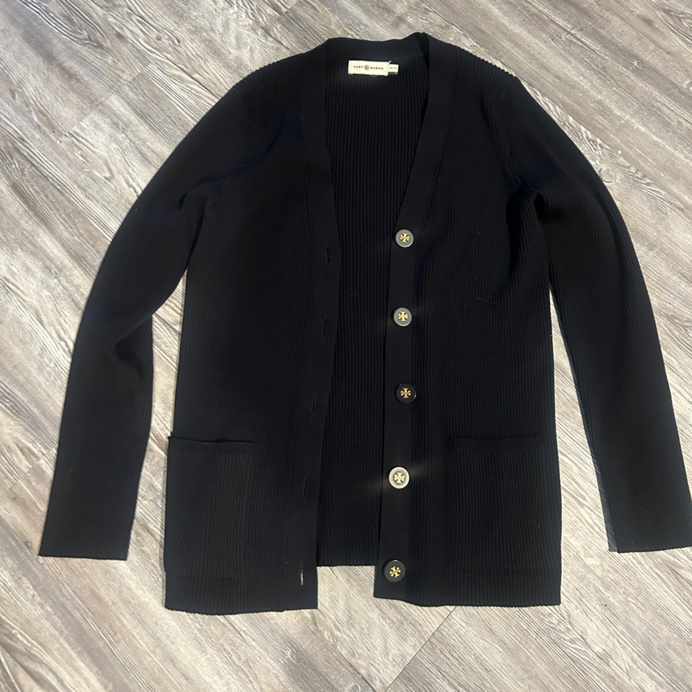 Tory Burch Dark Blue cardigan with Gold Buttons